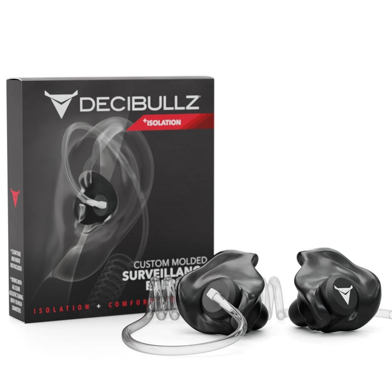 Decibullz Custom Molded Security Radio Surveillance Earpiece Set, Thermo-Fit Designed for Clear Acoustic Tube Radios, Isolation - Image 1